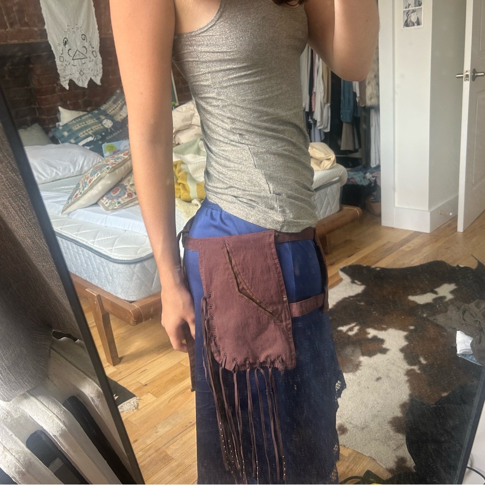 Roberto Cavalli Brown Fringe Belt